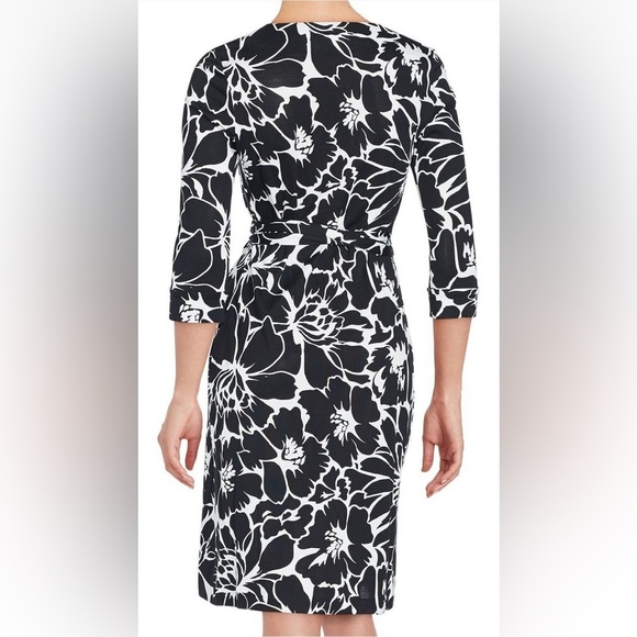 Diane Von Furtstenberg Julian Dahlia black white cotton/silk wrap dress sz 8 - Picture 4 of 10